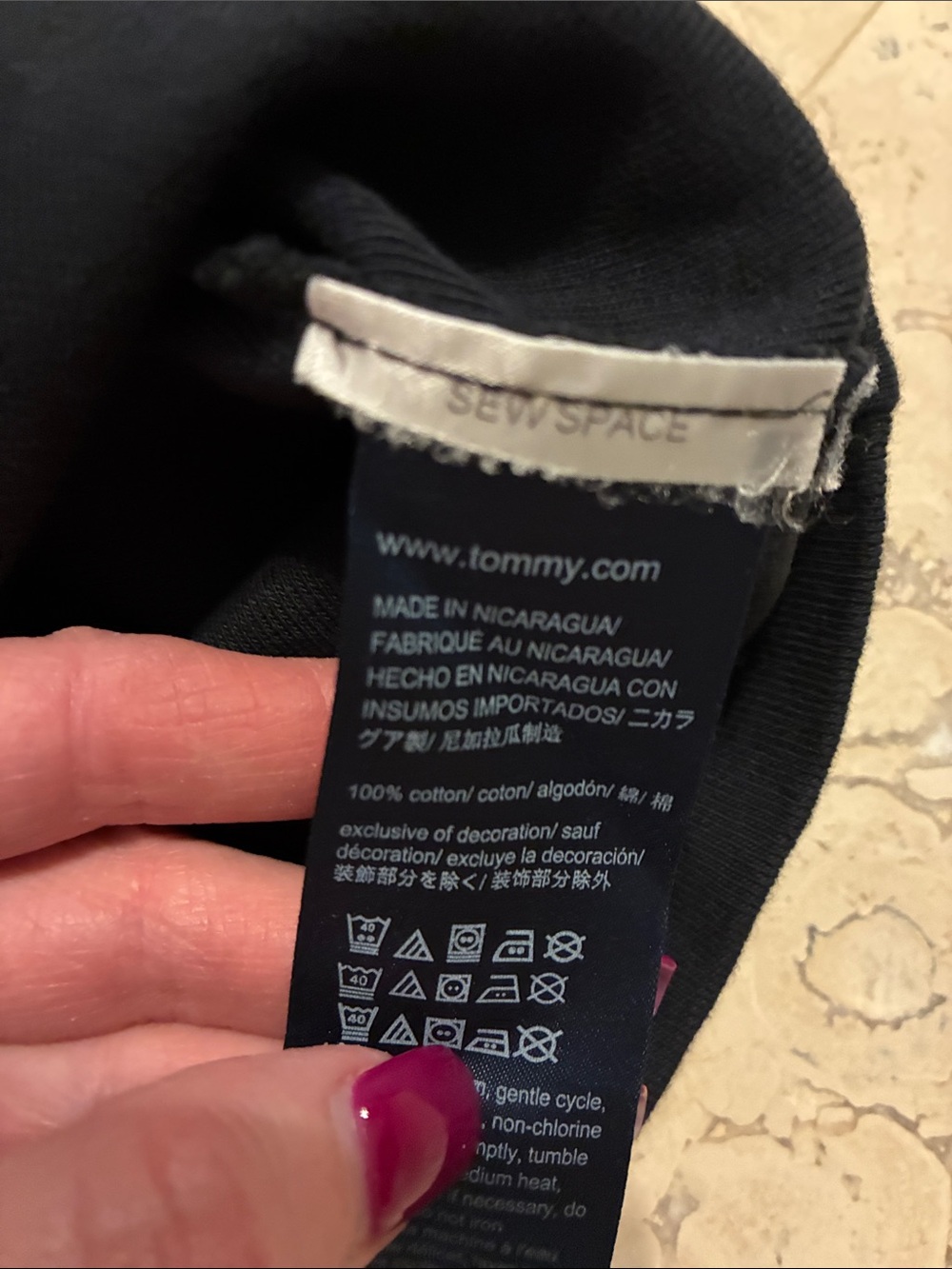 Tommy Hilfiger Black V-Neck Short Sleeve Tee - Picture 3 of 3